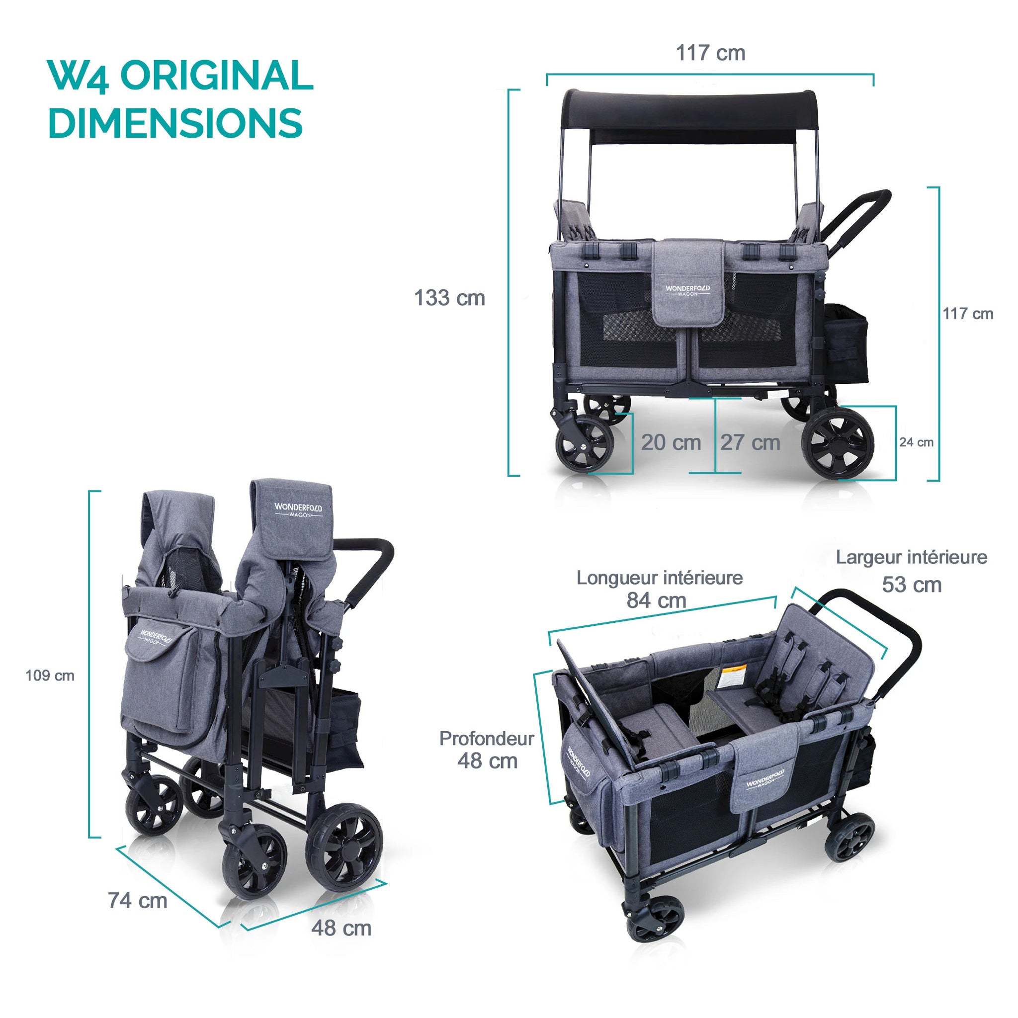 W4 ORIGINAL multi-function wagon stroller BLACK