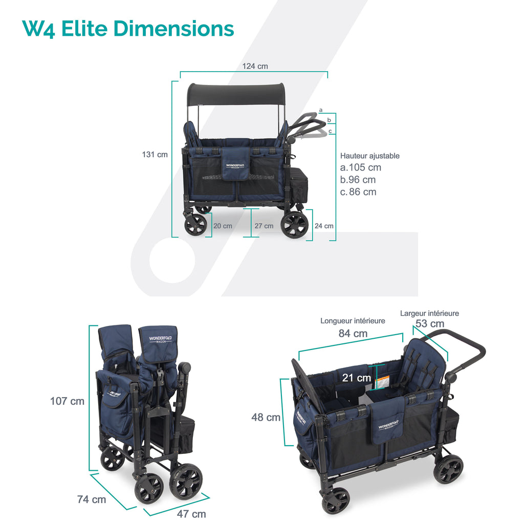 W4 ELITE poussette wagon multi-fonctions 4 places NOIRE